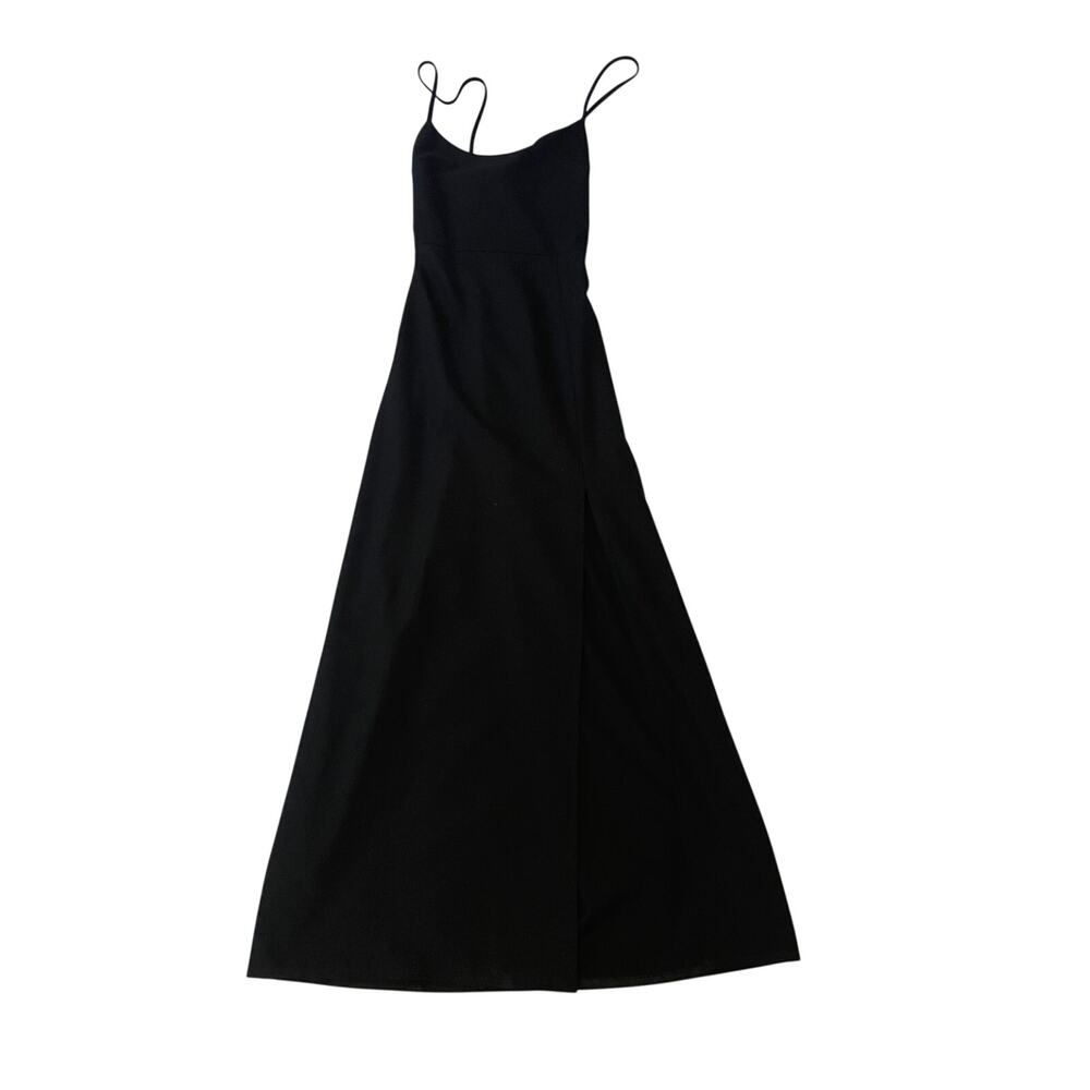 Zara Black Spaghetti Strap Midi Dress w/ front Slit / Size US S / NWT
